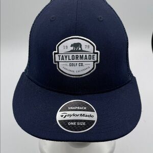 NWT TaylorMade Navy Golf Snapback Trucker Hat Mesh Back Blue Cap Unisex NEW